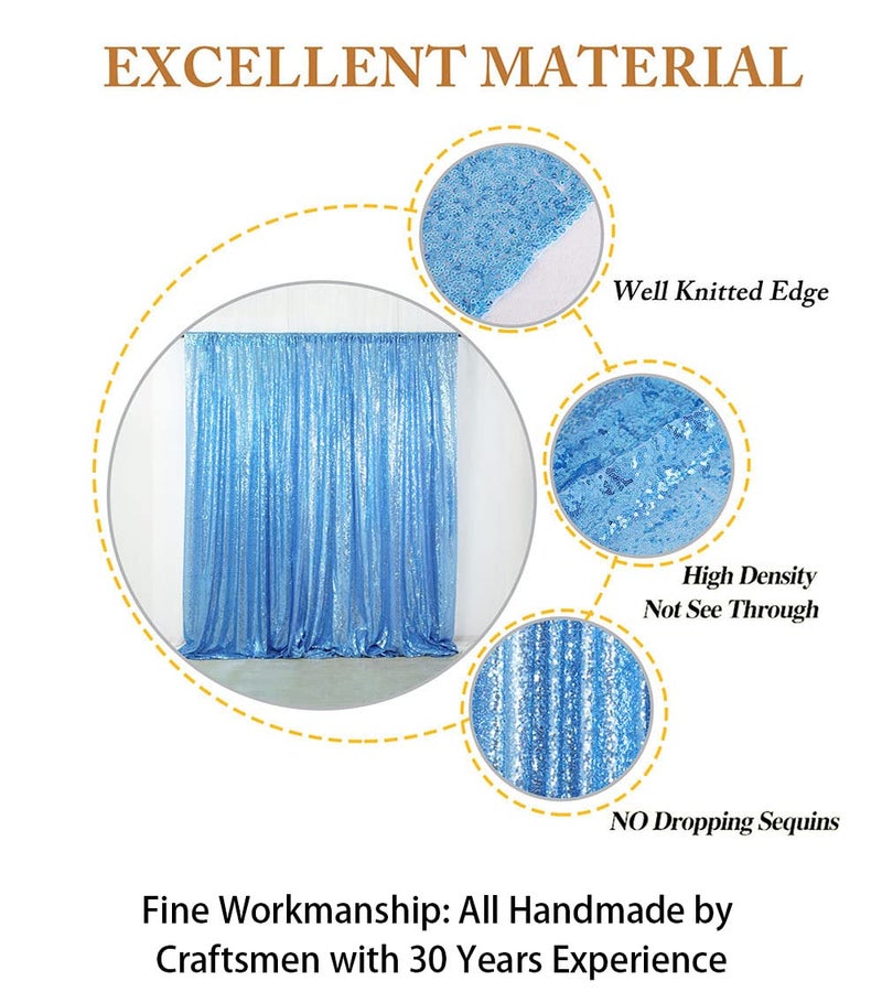 ShiDianYi 4FTX6FT-Baby Blue-Sequin Photo Backdrop,Party/Prom Photography Background,Wedding Photo Booth, Glitter Backdrop for Birthday Party Baby Shower - Image 3